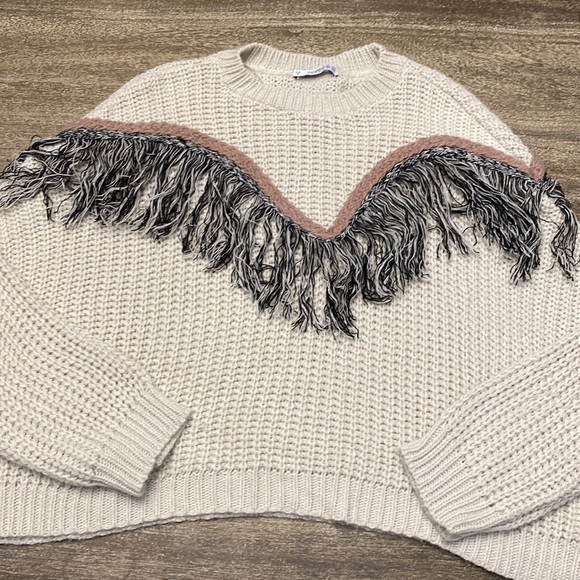 Pull&Bear Fringe Detail Chevron Sweater - Picture 7 of 14